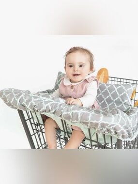 Binxy Baby Shopping Cart Cover Geometric Pattern Gray White Aqua Germ Barrier